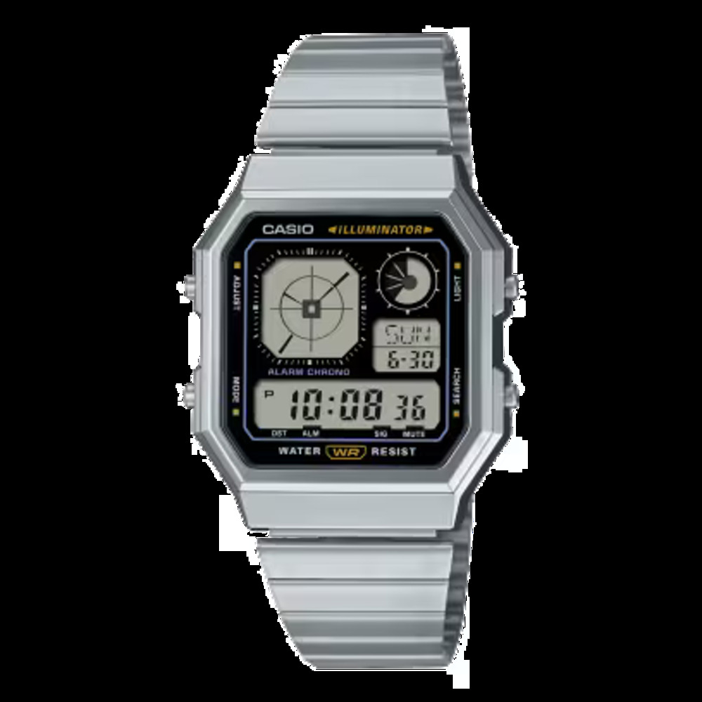 Casio Silver Retro Style Digital Alarm Chrono Watch New